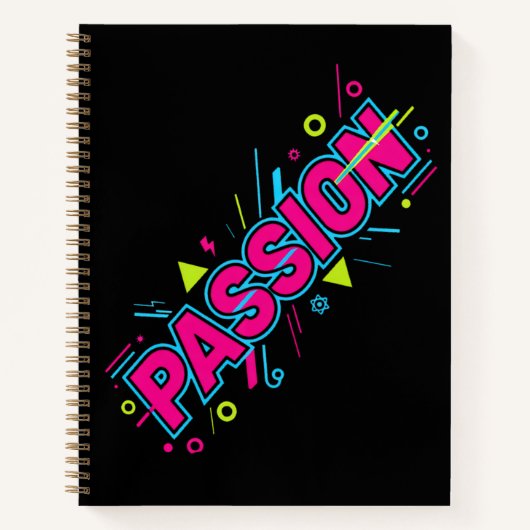 Vibrant Passion Typography - Retro 90s Pop Art Aes Notitieboek (Voorkant)