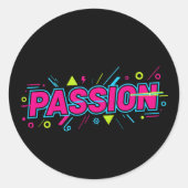 Vibrant Passion Typography - Retro 90s Pop Art Aes Ronde Sticker (Voorkant)
