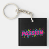 Vibrant Passion Typography - Retro 90s Pop Art Aes Sleutelhanger (voorkant)