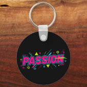 Vibrant Passion Typography - Retro 90s Pop Art Aes Sleutelhanger (Achterkant)