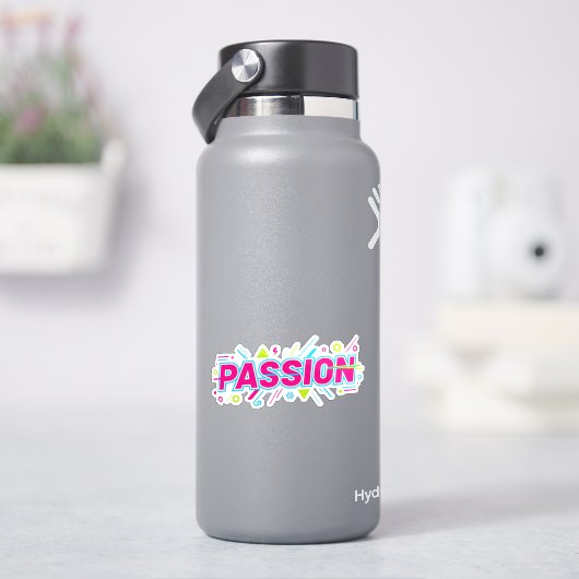 Vibrant Passion Typography - Retro 90s Pop Art Aes Sticker (HydroFlask)