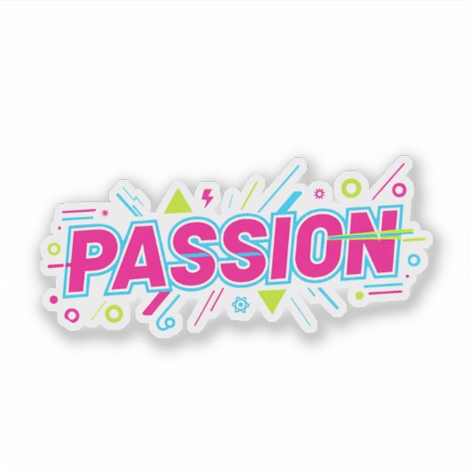 Vibrant Passion Typography - Retro 90s Pop Art Aes Sticker (Voorkant)