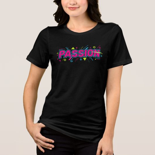 Vibrant Passion Typography - Retro 90s Pop Art Aes Tri-Blend Shirt (Voorkant)