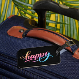 Vibrant Pastel Gradient HAPPY Typography - Modern Bagagelabel