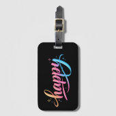 Vibrant Pastel Gradient HAPPY Typography - Modern  Bagagelabel (Voorkant (verticaal))