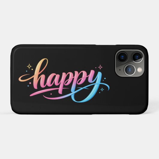 Vibrant Pastel Gradient HAPPY Typography - Modern Case-Mate iPhone Case (Achterkant (horizontaal))