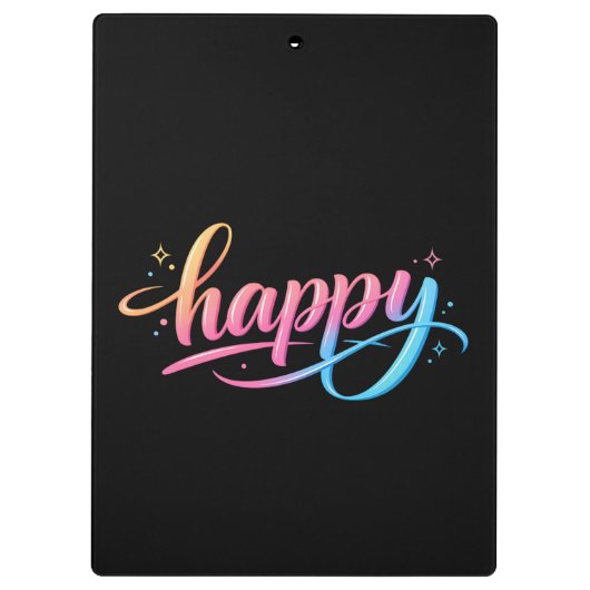 Vibrant Pastel Gradient HAPPY Typography - Modern  Klembord (Achterkant)