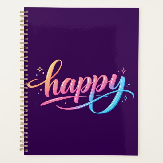 Vibrant Pastel Gradient HAPPY Typography - Modern  Planner (Voorkant)