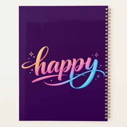 Vibrant Pastel Gradient HAPPY Typography - Modern  Planner (Achterkant)