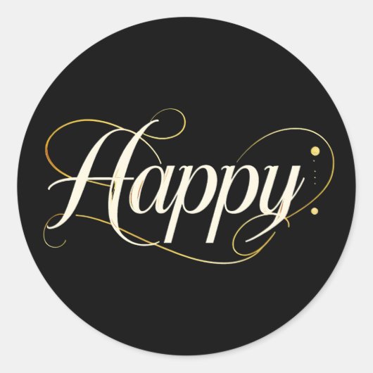 Vibrant Pastel Gradient HAPPY Typography - Modern  Ronde Sticker (Voorkant)