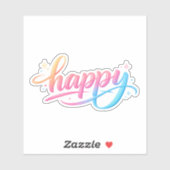 Vibrant Pastel Gradient HAPPY Typography - Modern  Sticker (Vel)