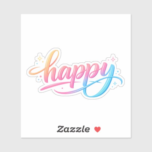 Vibrant Pastel Gradient HAPPY Typography - Modern Sticker (Vel)