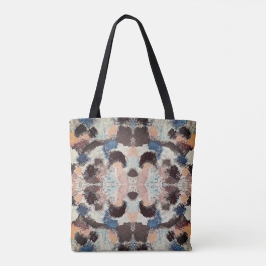 Vibrant Pastel Symmetry – Abstract Textured Art Tote Bag (Achterkant)