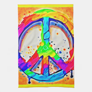 Vibrant Peace Logo: kleurrijk kunstwerk Theedoek