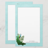 Vibrant Peacock | Blauwgroen banketbakkerij Briefpapier (Voorkant / Achterkant)