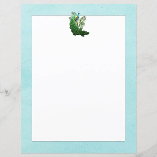 Vibrant Peacock | Blauwgroen papierblad (Achterkant)