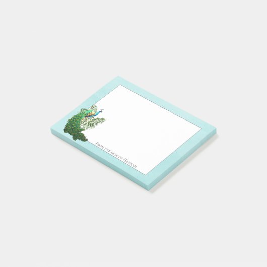 Vibrant Peacock | Blauwgroen persoonlijke opmerkin Post-it® Notes (Schuin)