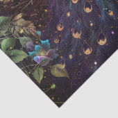 Vibrant Peacock en Floral-ontkoppeling Tissuepapier (Detail)