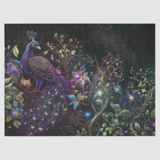 Vibrant Peacock en Floral-ontkoppeling Tissuepapier (Voorkant)