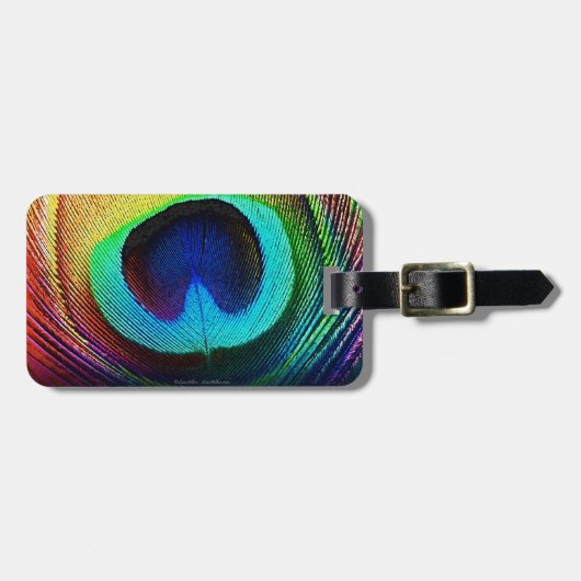 Vibrant Peacock Feather Bagagelabel (Voorkant horizontaal)