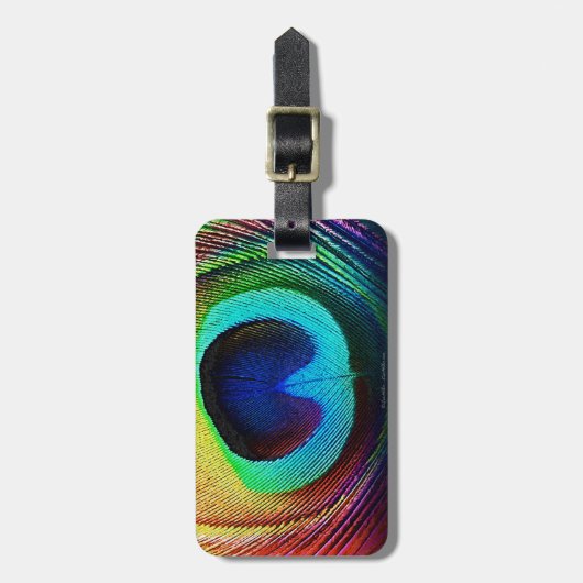 Vibrant Peacock Feather Bagagelabel (Voorkant verticaal)