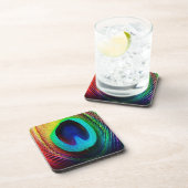 Vibrant Peacock Feather Bier Onderzetter (Rechterzijde)