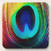 Vibrant Peacock Feather Bier Onderzetter (Voorkant)