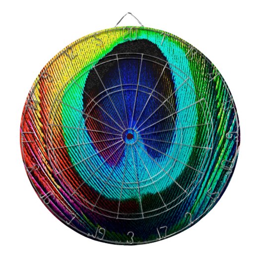 Vibrant Peacock Feather Dartbord (Voorkant)