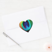 Vibrant Peacock Feather Hart Sticker (Envelop)