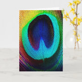 Vibrant Peacock Feather Kaart (Gele Bloem)