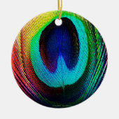 Vibrant Peacock Feather Keramisch Ornament (Voorkant)