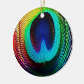 Vibrant Peacock Feather Keramisch Ornament (Links)