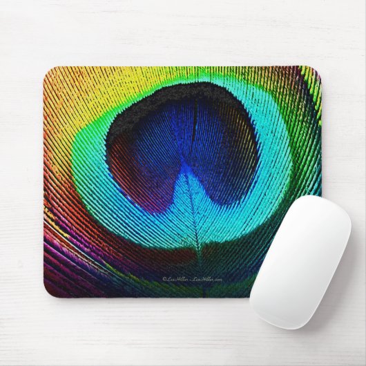 Vibrant Peacock Feather Muismat (Met muis)