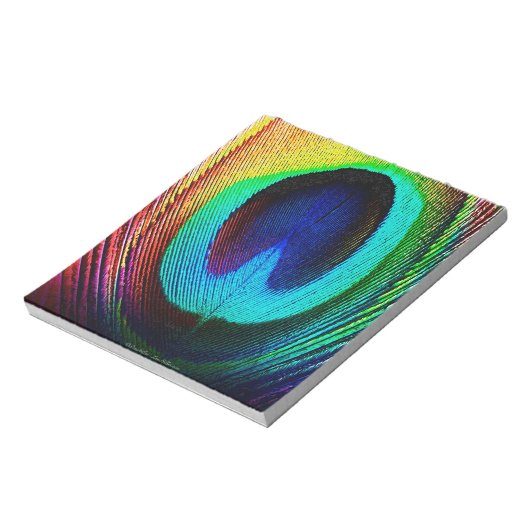 Vibrant Peacock Feather Notitieblok (Linkerzijde)