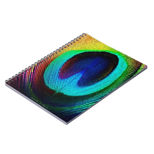 Vibrant Peacock Feather Notitieboek (Linkerzijde)