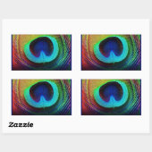 Vibrant Peacock Feather Rechthoekige Sticker (Vel)