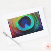 Vibrant Peacock Feather Rechthoekige Sticker (Envelop)