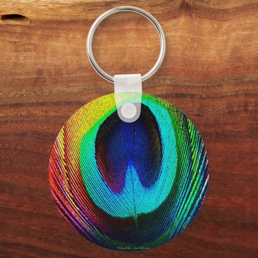 Vibrant Peacock Feather Sleutelhanger (Voorkant)