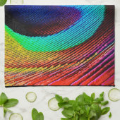 Vibrant Peacock Feather Theedoek (Gevouwen)