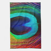 Vibrant Peacock Feather Theedoek (Verticaal)