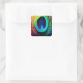 Vibrant Peacock Feather Vierkante Sticker (Tas)