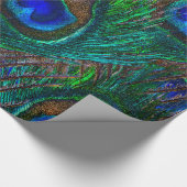 Vibrant Peacock Feathers Etching Style Decor Cadeaupapier (Hoek)