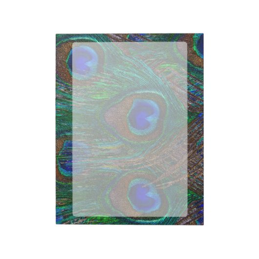 Vibrant Peacock Feathers Etching Style Decor Notitieblok (Linkerzijde)