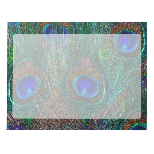 Vibrant Peacock Feathers Etching Style Decor Notitieblok (Voorkant)
