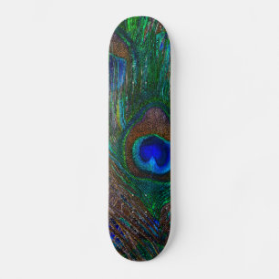 Vibrant Peacock Feathers Etching Style Decor Persoonlijk Skateboard