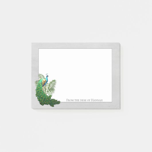Vibrant Peacock | Grijze gepersonaliseerde notitie Post-it® Notes (Voorkant)