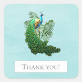 Vibrant Peacock Hartelijk dank | BLAUWGROEN STICKE Vierkante Sticker (Voorkant)