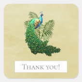 Vibrant Peacock Hartelijk dank | Gele Sticker (Voorkant)