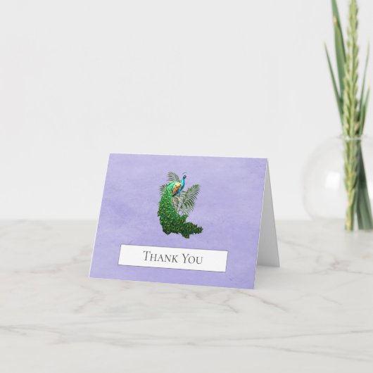Vibrant Peacock Hartelijk dank | Kaart van lavende (Voorkant)