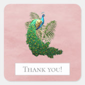 Vibrant Peacock Hartelijk dank | Roze Sticker (Voorkant)